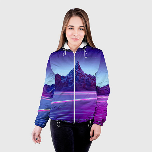 Женская куртка Neon mountains - Vaporwave / 3D-Белый – фото 4