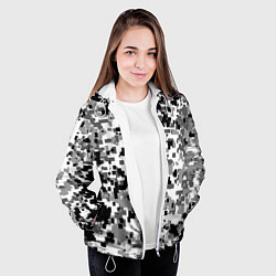 Куртка с капюшоном женская Городской пиксель камуфляж, цвет: 3D-белый — фото 2
