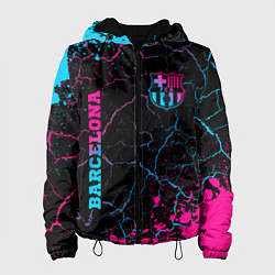Куртка с капюшоном женская Barcelona - neon gradient: надпись, символ, цвет: 3D-черный