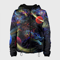Куртка с капюшоном женская Abstract space composition, цвет: 3D-черный