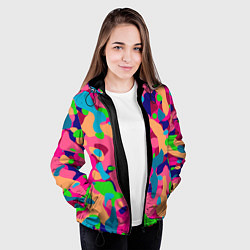 Куртка с капюшоном женская Абстракция в психоделических цветах, цвет: 3D-черный — фото 2
