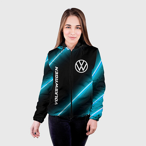 Женская куртка Volkswagen неоновые лампы / 3D-Черный – фото 4