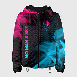 Куртка с капюшоном женская No Mans Sky - neon gradient: надпись, символ, цвет: 3D-черный