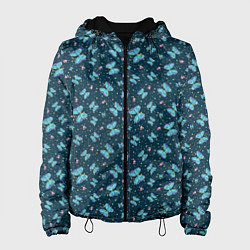 Женская куртка Бабочки и цветы на фоне точек