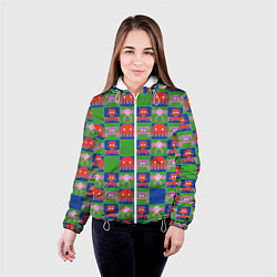 Куртка с капюшоном женская Пиксельный рисунок поп арт, цвет: 3D-белый — фото 2
