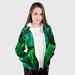 Куртка с капюшоном женская Тропические растения - текстура, цвет: 3D-белый — фото 2