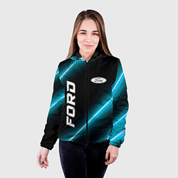 Куртка с капюшоном женская Ford неоновые лампы, цвет: 3D-черный — фото 2