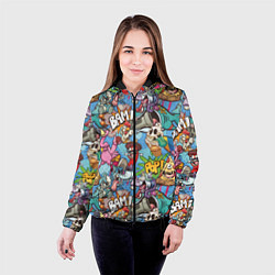 Куртка с капюшоном женская Сумасшедший поп-арт, цвет: 3D-черный — фото 2
