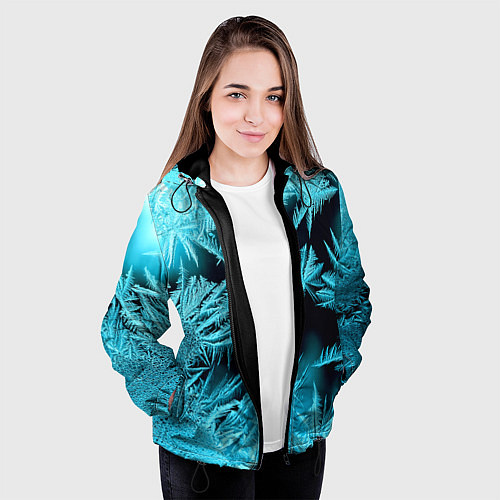 Женская куртка Голубой лед - иней / 3D-Черный – фото 3