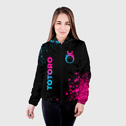 Куртка с капюшоном женская Totoro - neon gradient: надпись, символ, цвет: 3D-черный — фото 2