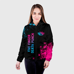 Куртка с капюшоном женская Five Finger Death Punch - neon gradient: надпись,, цвет: 3D-черный — фото 2
