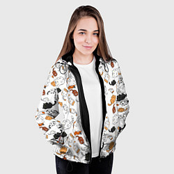 Куртка с капюшоном женская Вечеринка кошек, цвет: 3D-черный — фото 2