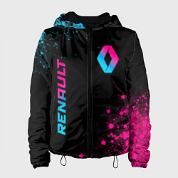Куртка с капюшоном женская Renault - neon gradient: надпись, символ, цвет: 3D-черный