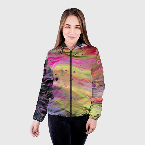Женская куртка Растекающиеся краски / 3D-Черный – фото 4
