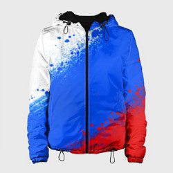 Куртка с капюшоном женская Флаг России - триколор, цвет: 3D-черный