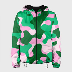 Женская куртка Абстрактные зелёно-розовые пятна