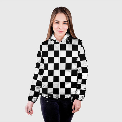 Женская куртка Шахматные клетки - текстура / 3D-Белый – фото 4