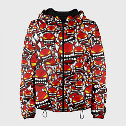Куртка с капюшоном женская Геометри Даш демоны паттерн, цвет: 3D-черный