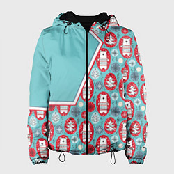 Куртка с капюшоном женская Новогодние мишки, цвет: 3D-черный