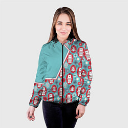 Куртка с капюшоном женская Новогодние мишки, цвет: 3D-черный — фото 2