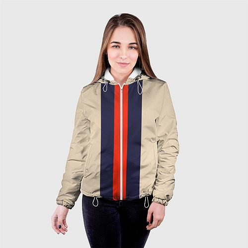 Женская куртка Полосы триколор синий красный / 3D-Белый – фото 4