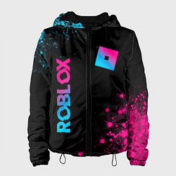 Куртка с капюшоном женская Roblox - neon gradient: надпись, символ, цвет: 3D-черный