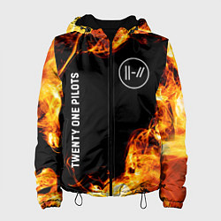 Куртка с капюшоном женская Twenty One Pilots и пылающий огонь, цвет: 3D-черный