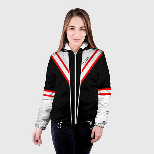 Женская куртка FIRM черная с белым углом / 3D-Белый – фото 4