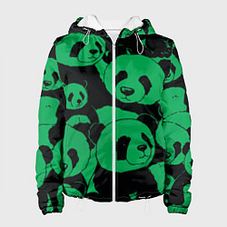 Куртка с капюшоном женская Panda green pattern, цвет: 3D-белый