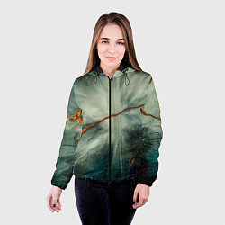 Куртка с капюшоном женская Туман, лучи и краски, цвет: 3D-черный — фото 2