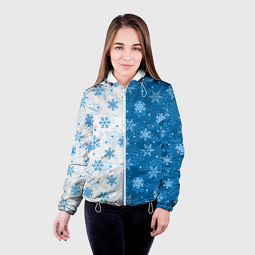 Женская куртка Красивые снежинки / 3D-Белый – фото 4