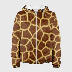Куртка с капюшоном женская Текстура жирафа, цвет: 3D-белый