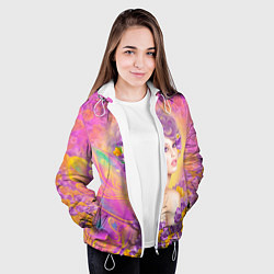 Куртка с капюшоном женская Розовая фея бабочка, цвет: 3D-белый — фото 2