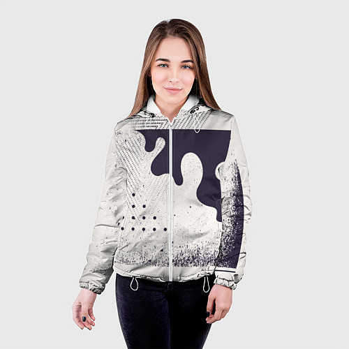 Женская куртка Абстрактные и тёмные точки и краски / 3D-Белый – фото 4