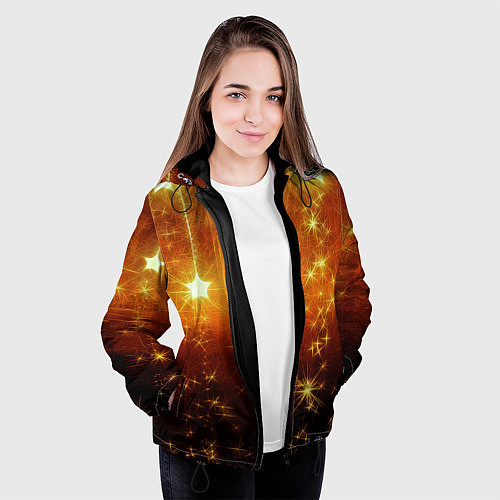 Женская куртка Золотистае звёзды / 3D-Черный – фото 3