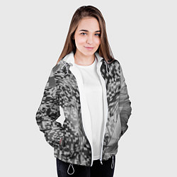 Куртка с капюшоном женская Искревление пространства в геометрии, цвет: 3D-белый — фото 2