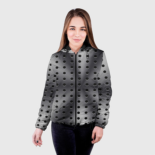 Женская куртка Текстура перфорированного металла / 3D-Черный – фото 4