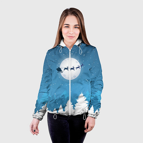 Женская куртка Новогодняя сказка дед мороз / 3D-Белый – фото 4