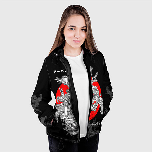 Женская куртка Катаны и рамэн / 3D-Черный – фото 3