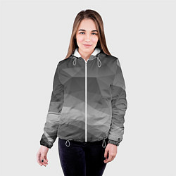 Куртка с капюшоном женская Серый геометрический объёмный паттерн, цвет: 3D-белый — фото 2