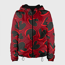 Куртка с капюшоном женская Black hearts, цвет: 3D-черный