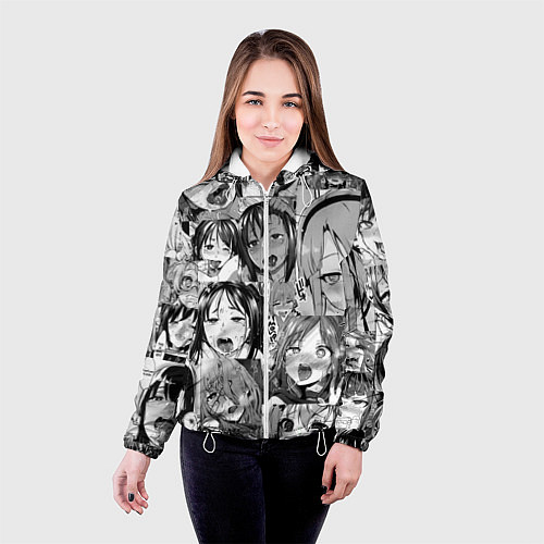 Женская куртка Ахегао паттерн / 3D-Белый – фото 4