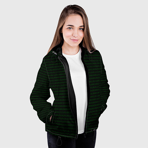 Женская куртка Однотонный двоичный код / 3D-Черный – фото 3