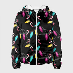 Женская куртка Новогодняя гирлянда черная