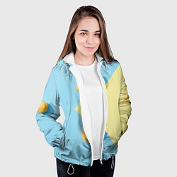 Куртка с капюшоном женская Жёлтый и голубой цвета и абрикосы, цвет: 3D-белый — фото 2