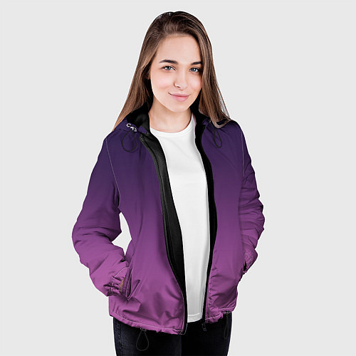 Женская куртка Пурпурный-лиловый градиент / 3D-Черный – фото 3