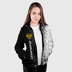 Куртка с капюшоном женская Архитектор из России и герб РФ: по-вертикали, цвет: 3D-черный — фото 2