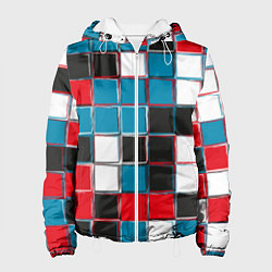 Куртка с капюшоном женская Разнообразные стеклянные фигуры, цвет: 3D-белый