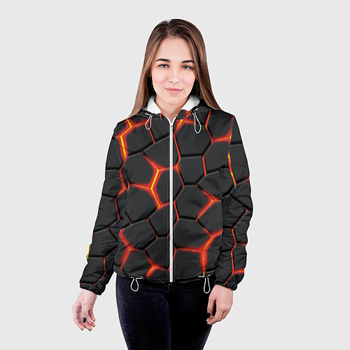 Женская куртка Неоновый разлом - жёлтый / 3D-Белый – фото 4