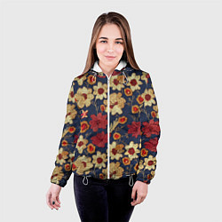 Куртка с капюшоном женская Эффект цветочной вышивки, цвет: 3D-белый — фото 2